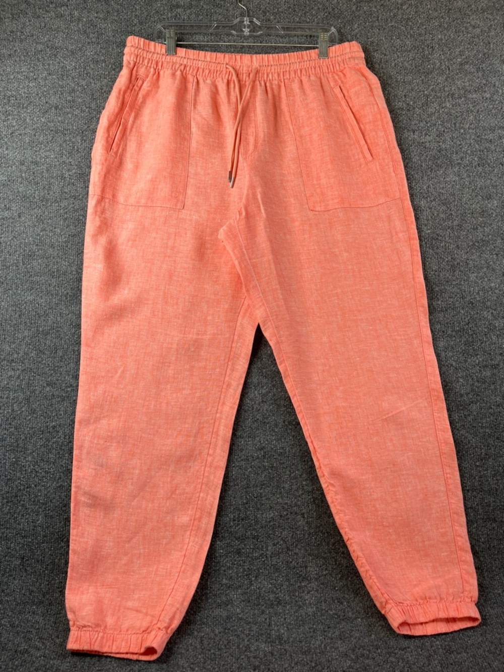 Athleta Retreat 100% Linen Womens Jogger Pants With Drawstring in Sunset Glow